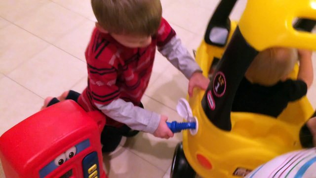 Baby Cab Driver Riding in the Little Tikes Cozy Coupe Cab