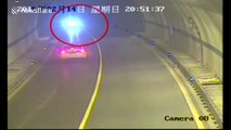 Minibus driver speeds erratically the wrong way down China motorway