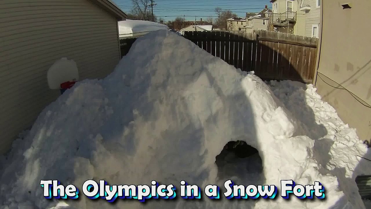 Watching the Winter Olympics in a Snow Fort