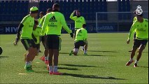 GOOOOOAL! Watch captain Sergio Ramos work hard to perfect his threat in front of goal in today's training session!