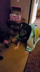Scaring my dog with a mouse mask