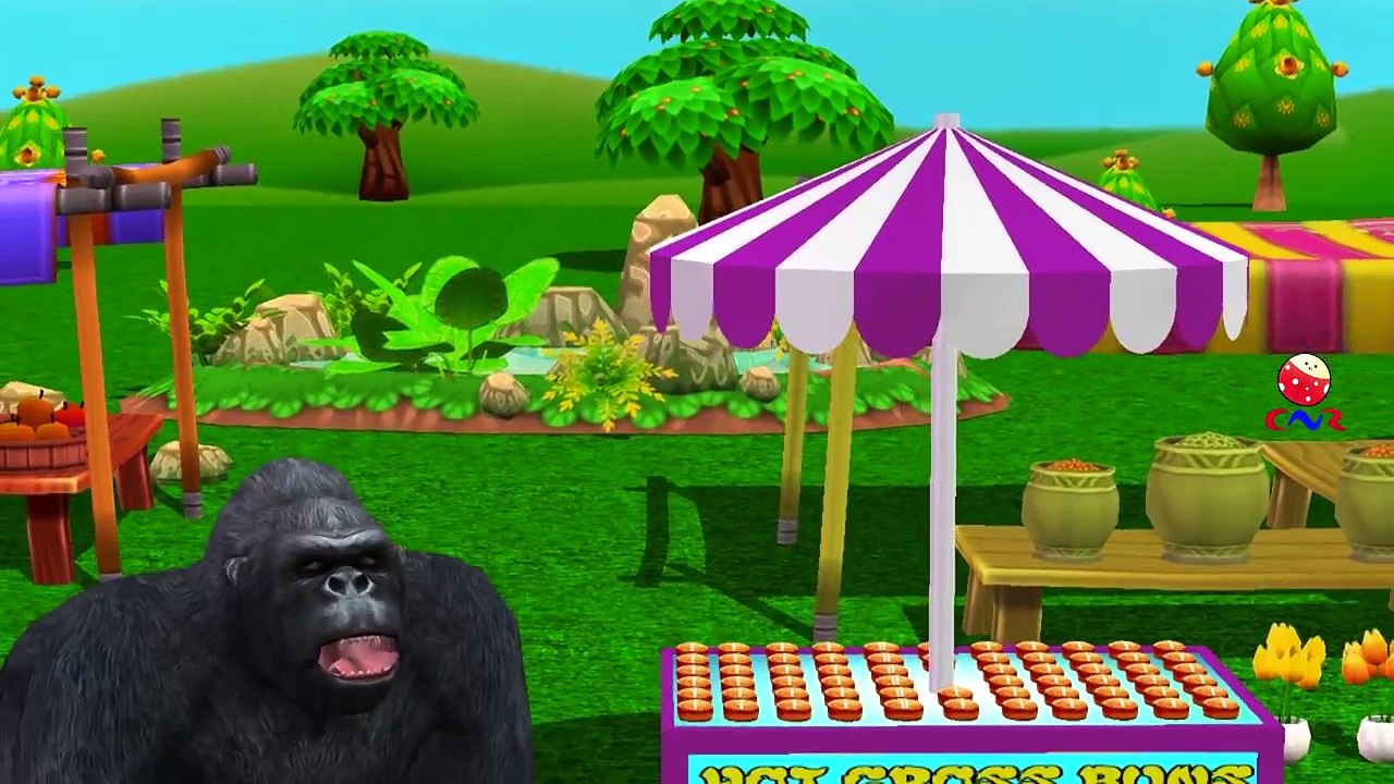 Dinosaurs, King Kong And Godzilla Cartoons Singing Hot Cross Buns Children Nursery Rhymes