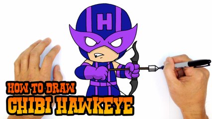 How to Draw Chibi Hawkeye (Avengers)- Step by Step Lesson