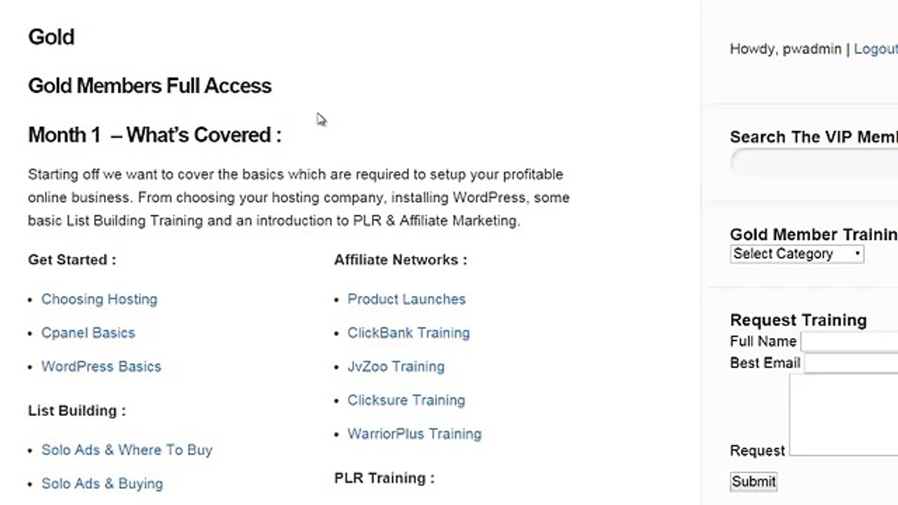 IM VIP Training Members Area Overview