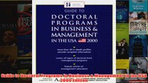 Download PDF  Guide to Doctoral Programs in Business  Management in the USA 2000 Edition FULL FREE