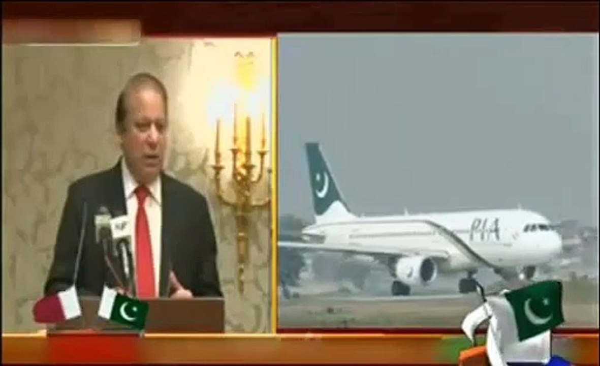 Hum PIA ko Qatar Airways jaisa banain gay   Nawaz Shareef in Qatar (Funny Videos 720p)