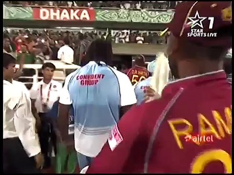 Gangnam dance PSY feat Chris gayle ... Amazing celebrations after defeating Australia in T20 WC 2014 Match :)