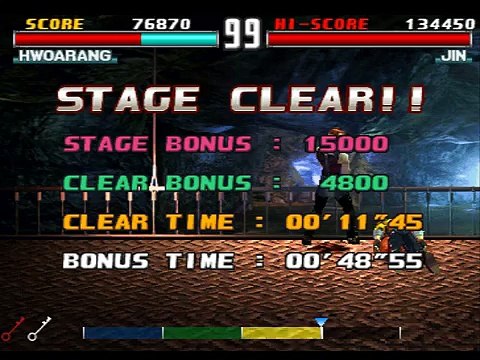 Tekken 3 Tekken Force Mode Hwoarang - STAGE 4 Gold key __ PS1 Gameplay