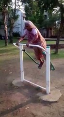 watch this old lady enjoying like a kid