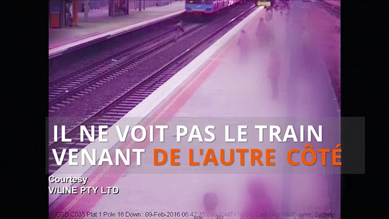 Un usager inconscient traverse les voies juste avant l'arrivée d'un train