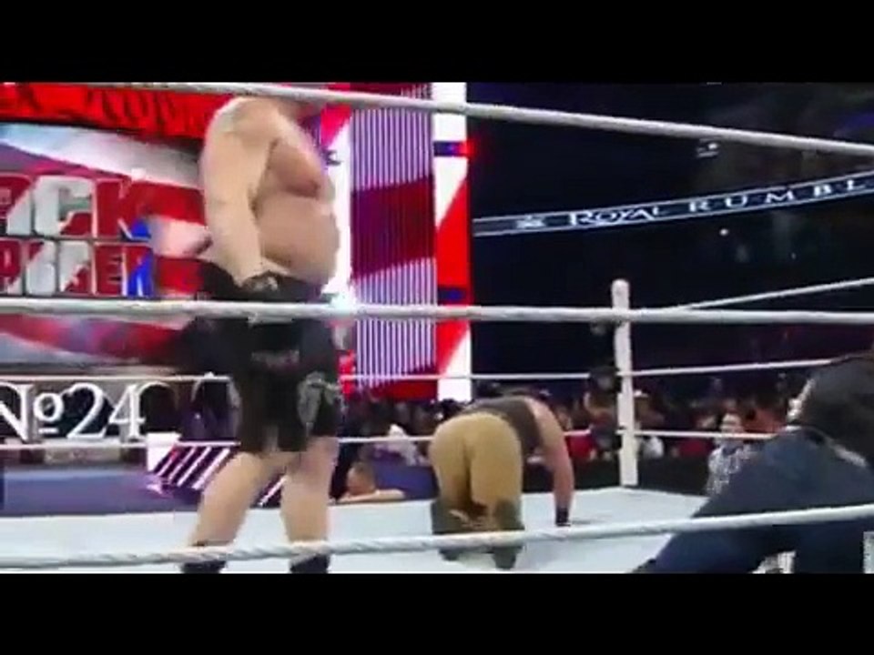 brock lesnar destroy wyatt family royal rumble 2016 - brock lesnar vs braun strowman
