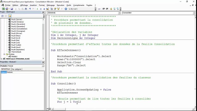 Excel VBA - Réaliser une Consolidation avec une Macro VBA