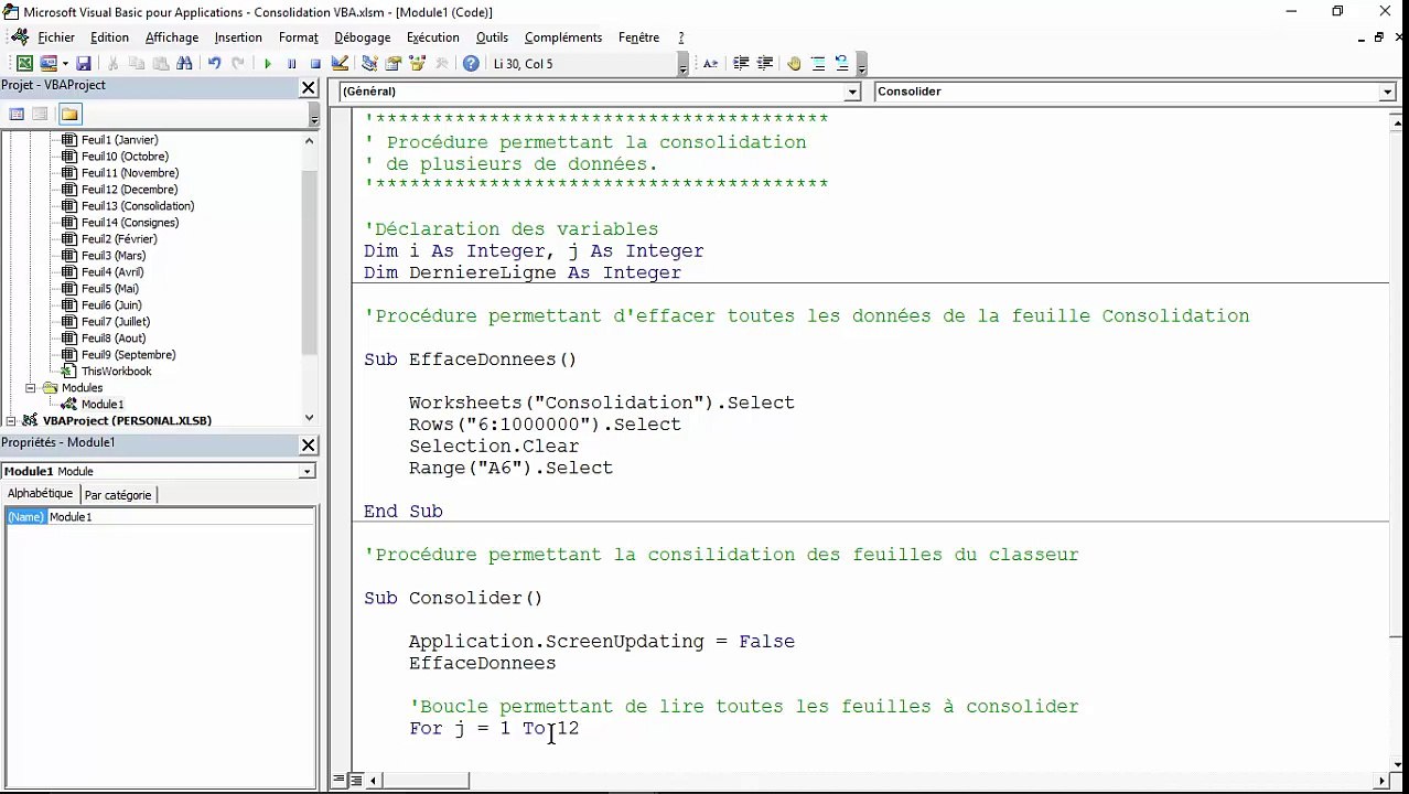 Excel VBA - Réaliser une Consolidation avec une Macro VBA