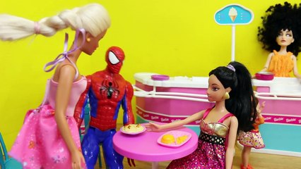 BARBIES EVIL TWIN Disney Frozen Elsa Spiderman and Hans Parody DisneyCarToys