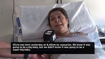 Exhausted mum gives birth to giant 14 lb baby