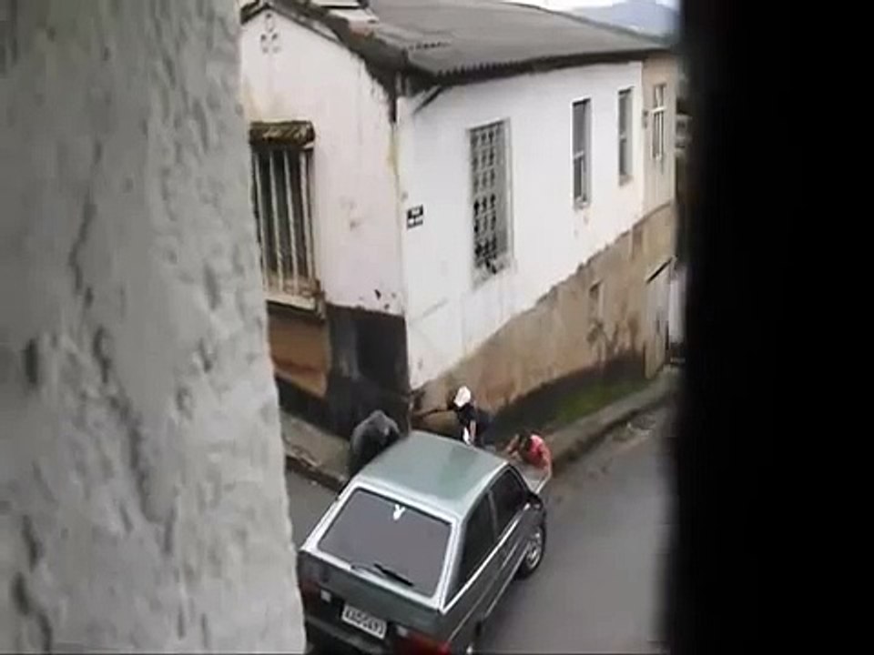 3 guys 1 car and 1 slope