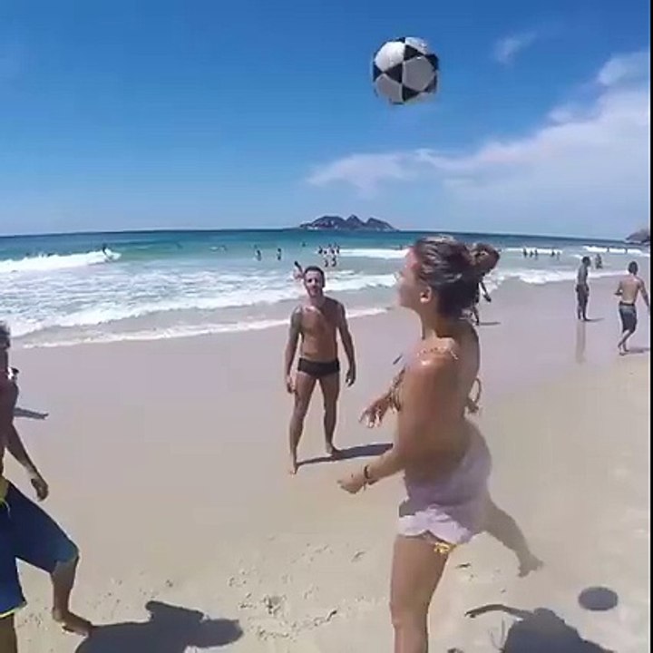 Dog play in beach