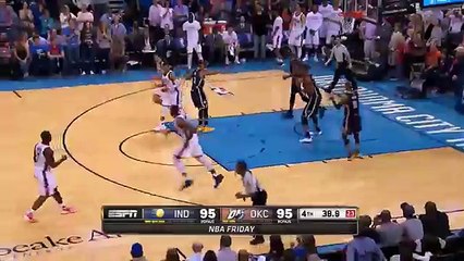 Monta Ellis Clutch Three with 18 Secs left - Pacers vs Thunder - Feb, 2016 - NBA 2015-16 Season -