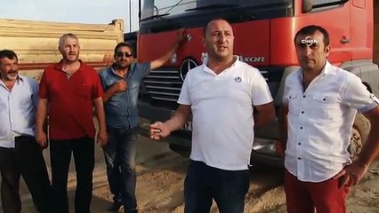 Kamyoncuların eylemi üçüncü köprü yolundaki çalışmaları durdurdu