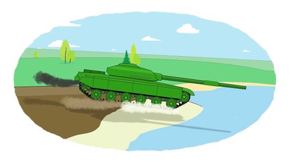 Мультик - Раскраска. Учим Цвета - Военная техника: бронетранспортер, танк, катер