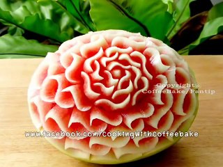 แกะสลักแตงโมลายเอสเดี่ยว แบบที่ 8 Watermelon Carving Patterns@8