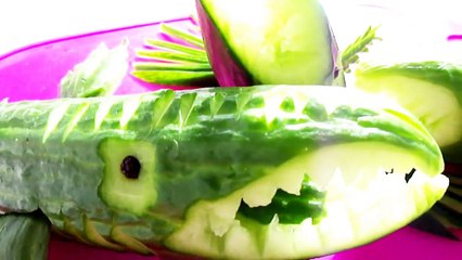Art In Cucumber Shark - Fruit Vegetable Carving Garnish - Cucumber Sushi Garnish