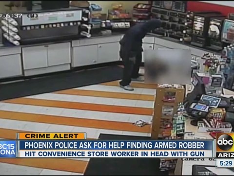 Armed robber hits convenience store worker in head with gun