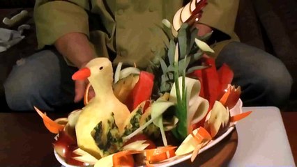 pineapple bird fruit carving