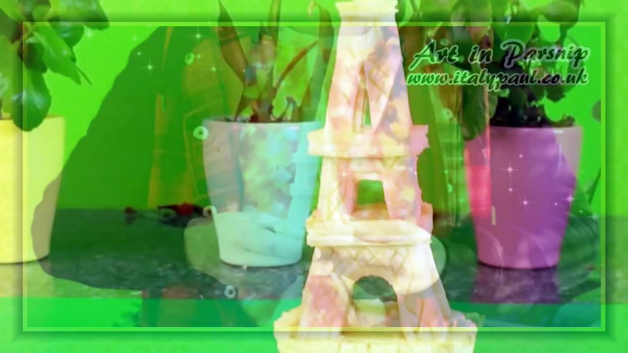 How to Make an Eiffel Tower Carving - Fruit Vegetable Carving Garnish