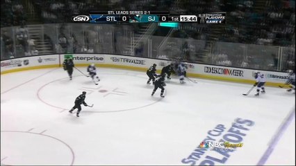 Elliott stop on Couture break away. St. Louis Blues vs SJ Sharks 41912 NHL Hockey
