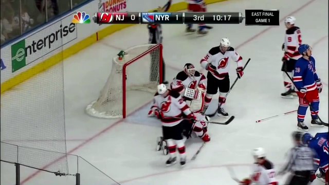 Marty Brodeur robs Marc Staal. New Jersey Devils vs NY Rangers Game 1 51412 NHL Hockey