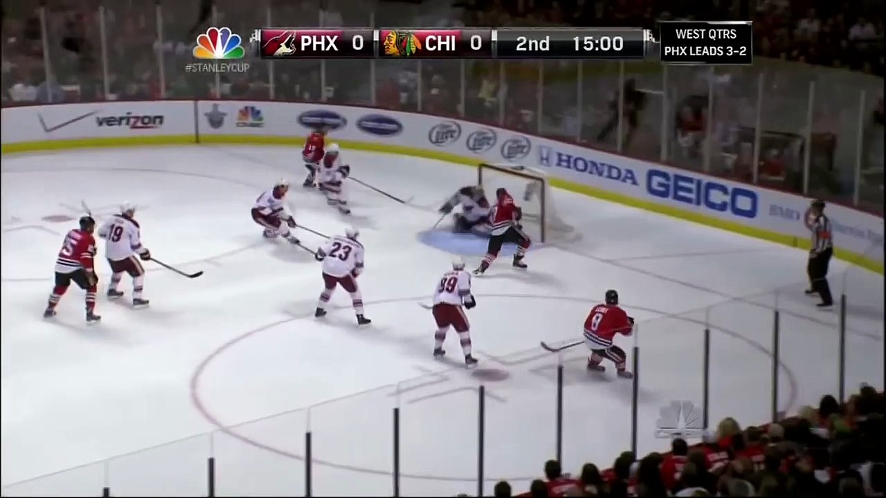 Mike Smith save on Morrison. Phoenix Coyotes vs Chicago Blackhawks 42312 NHL Hockey