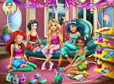 Disney Princesses Pyjama Party - Princess Rapunzel Snow White Ariel Jasmine Game - Children Cartoons