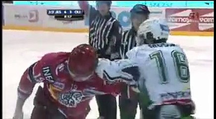 Ales Remar(hk jesenice) Vs Ales Music(hdd olimpija) hockey fight