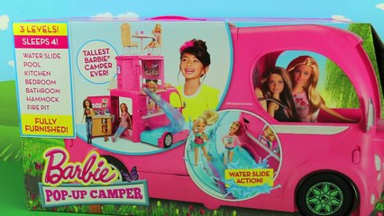 New Barbie Pop-Up Camper Play Set with 3 Levels of Fun and Pool Toy Review. DisneyToysFan.