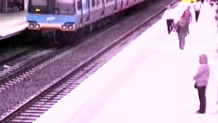 Australian man narrowly avoids being hit by speeding train