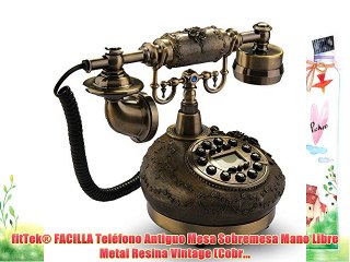 fitTek® FACILLA Teléfono Antiguo Mesa Sobremesa Mano Libre Metal Resina Vintage (Cobr...
