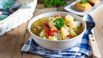 Веганский суп с чечевицей, булгуром и вялеными помидорами - Добрые рецепты