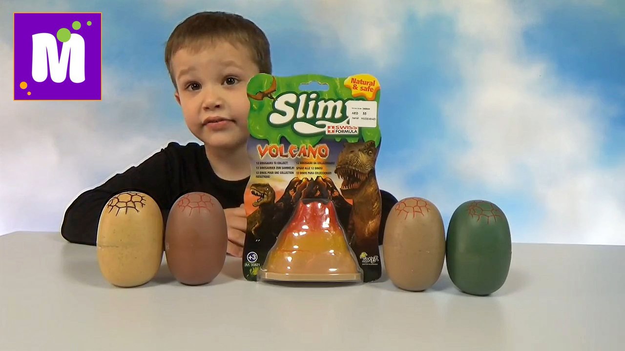 Динозавры игрушки в слизи в яйцах и вулкане новое видео от Мистер Макс