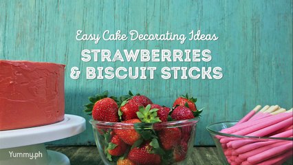 Easy Cake Decorating Idea- Strawberries and Biscuit Sticks