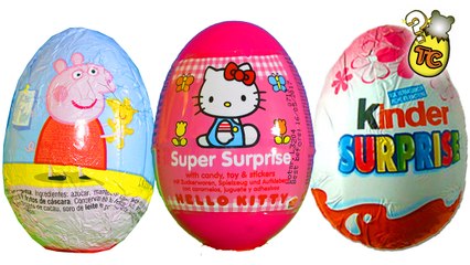 3 SURPRISE EGGS: PEPPA PIG, HELLO KITTY AND KINDER SURPRISE EGG | Toy Collector