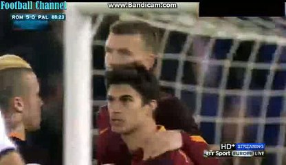 5-0 Edin Džeko Fantastic Header - AS Roma v. Palermo 21-02-2016 HD