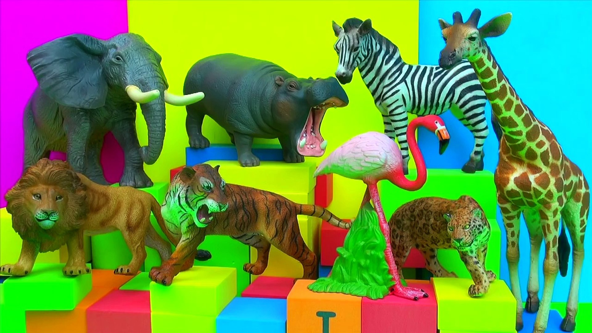 Happy Cute Zoo Animals Lion Tiger Zebra Elephant Hippopotamus Toy Review  FUN Ending - Dailymotion Video