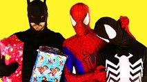 Spiderman vs Venom vs Batman with Santa Claus! Real Life Superhero Battle Movie!