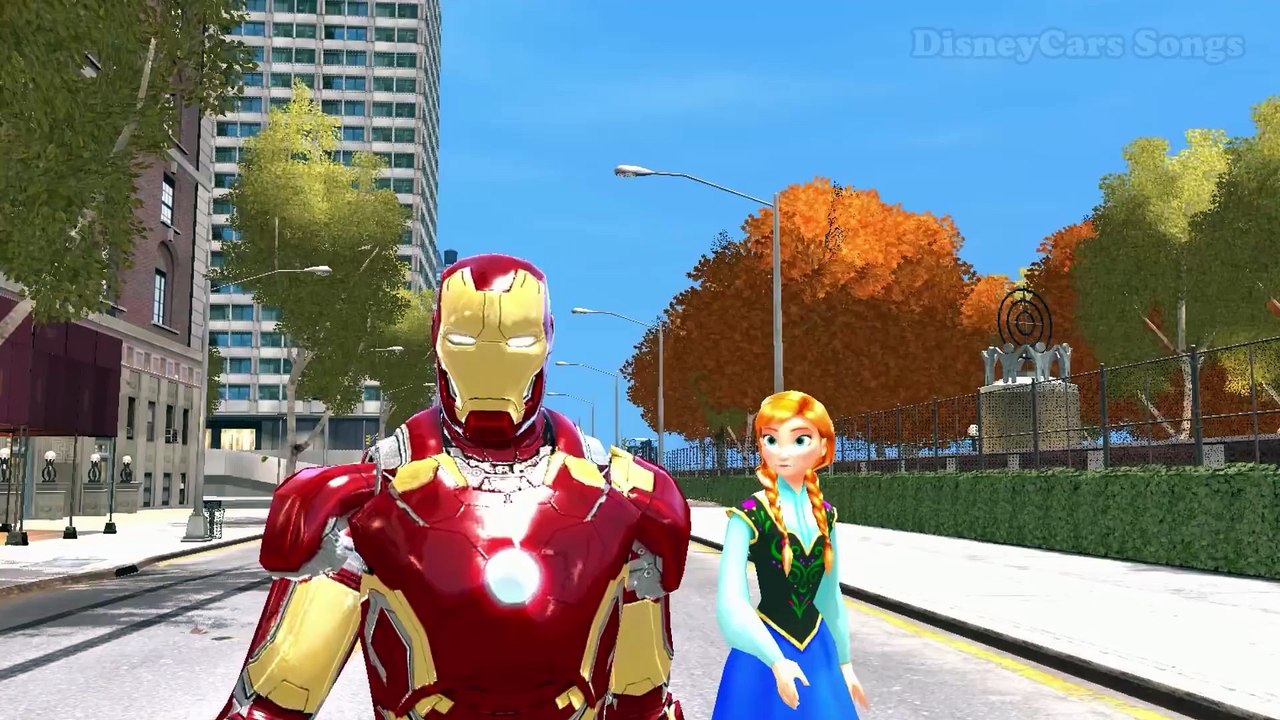 [ABC SONGS + NURSERY RHYMES] Iron Man Super Hero & Frozen Princess Anna w_ Disney Cars White Color