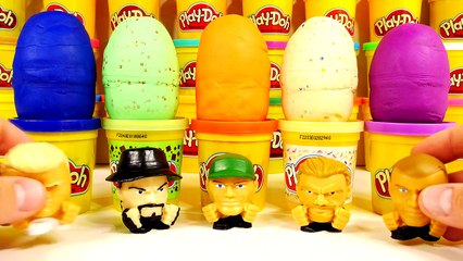 PLAY DOH Surprise Eggs Round 2 WWE Mashems Toys Kinder Surprise John Cena The Rock Playdough