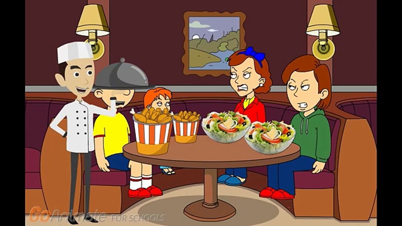 Caillou Misbehaves At The Restaurant Gets Grounded