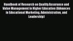 Read Handbook of Research on Quality Assurance and Value Management in Higher Education (Advances