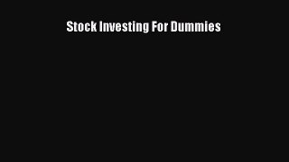 Download Stock Investing For Dummies Ebook Free