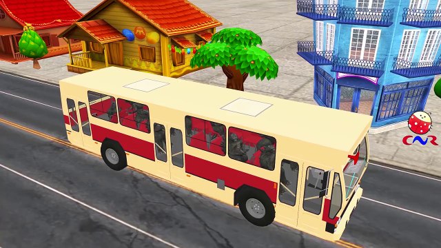 Wheels On The Bus Go Round And Round Children Nursery Rhymes Singing By Spiderman, Animals